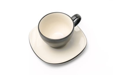 beyaz zemin üzerine siyah kahve fincanı .