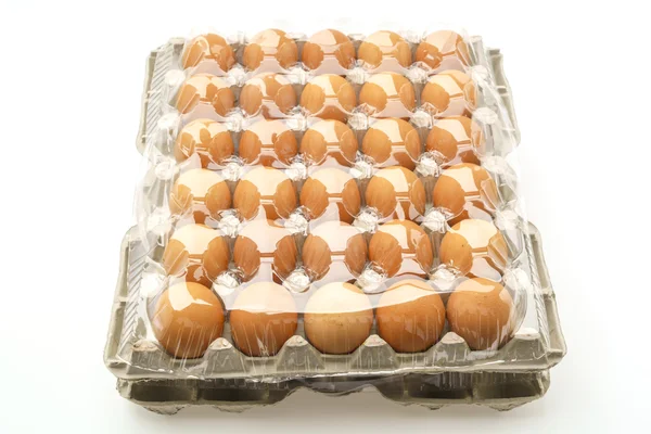 Fresh eggs in package on White Background . — Stock Photo, Image