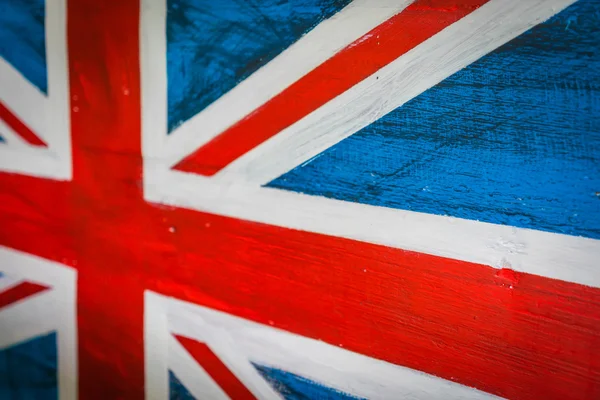 Velká Británie vlajka na dřevěné stěně obrazce ve věku . — Stock fotografie