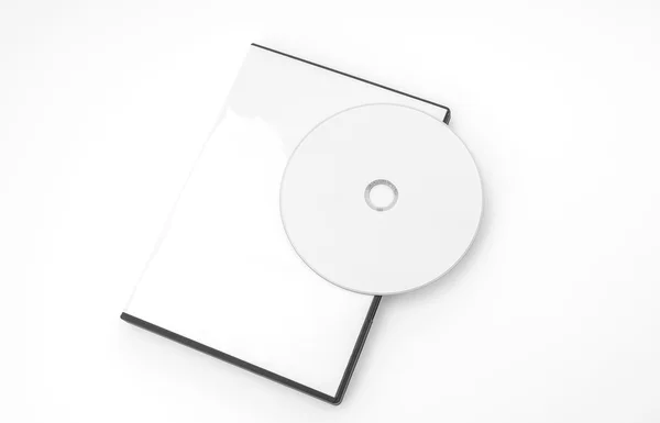 Blank compact disc with cover on white background . — Stock Photo, Image