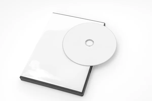 Disco compacto en blanco con tapa sobre fondo blanco  . —  Fotos de Stock