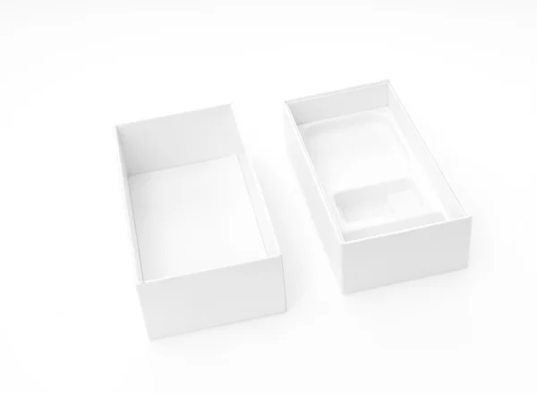 Caja blanca en blanco maqueta sobre fondo blanco  . —  Fotos de Stock