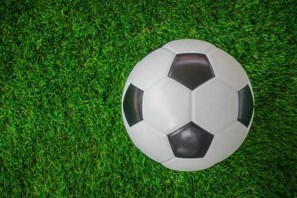 Soccer ball on green grass . — Stock Photo, Image