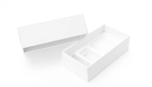Branco caixa branca mock up no fundo branco  . — Fotografia de Stock