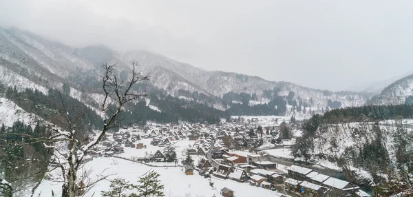 Zimowe Shirakawago Śnieg spadają, Japonia — Zdjęcie stockowe