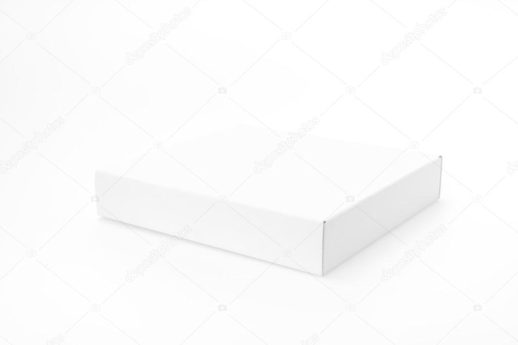 Blank white box mock up on white  background .