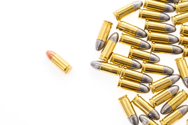 9mm bullet for gun on white background — Stock Photo, Image