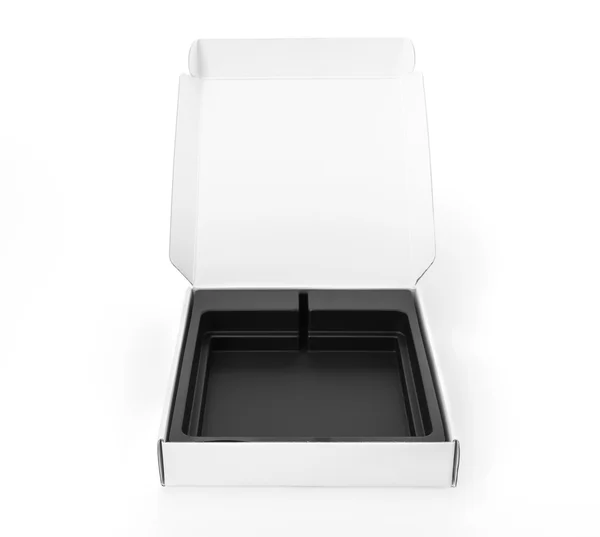 Branco caixa branca mock up no fundo branco  . — Fotografia de Stock