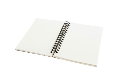 Not defteri sahte beyaz arka plan üzerinde boş .