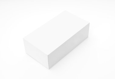 Boş beyaz kutu beyaz zemin üzerine alay etmek yukarıya .