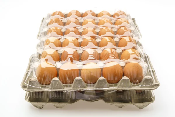 Fresh eggs in package on White Background . — Stock Photo, Image