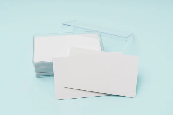 Blank business card on blue background . — Stock Photo, Image