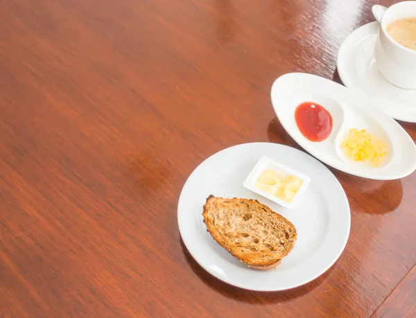 Breakfast with toast and coffee. — Stock Photo, Image