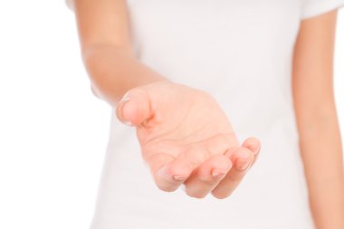 arka planda izole vücut üzerine boş kadın eller .