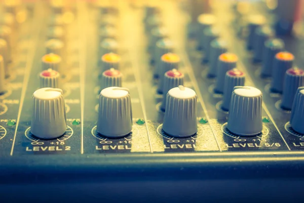 Music mixer desk with various knobs ( Filtered image processed v — Stock Photo, Image