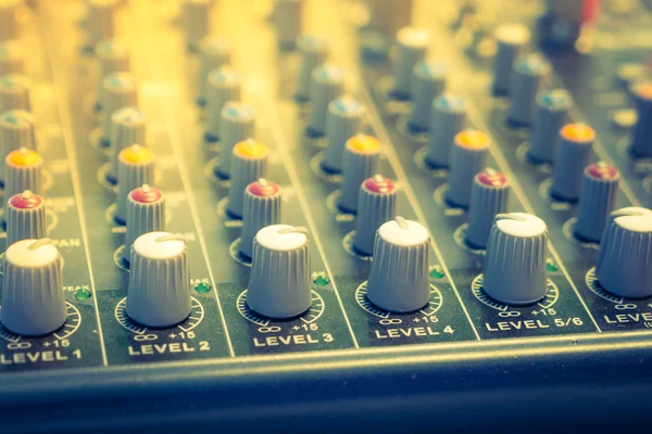 Music mixer desk with various knobs ( Filtered image processed v — Stock Photo, Image