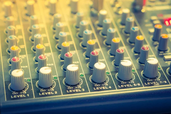 Music mixer desk with various knobs ( Filtered image processed v — Stock Photo, Image