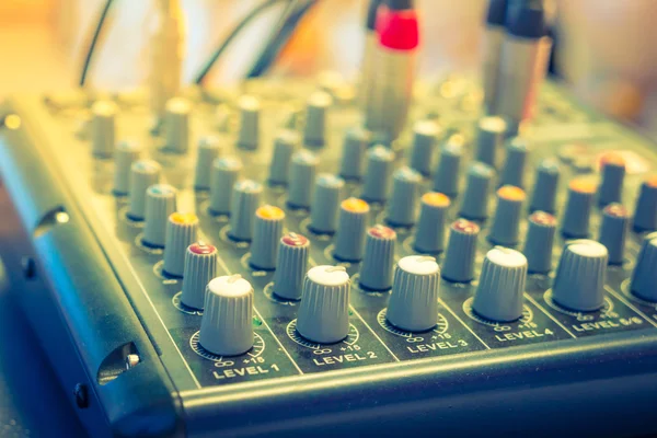 Music mixer desk with various knobs ( Filtered image processed v — Stock Photo, Image