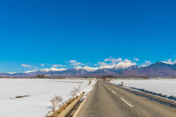Estrada para a montanha no inverno (Japão  ) — Fotografia de Stock