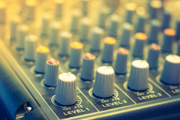 Music mixer desk with various knobs ( Filtered image processed v — Stock Photo, Image