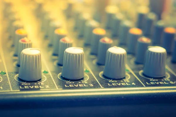 Music mixer desk with various knobs ( Filtered image processed v — Stock Photo, Image