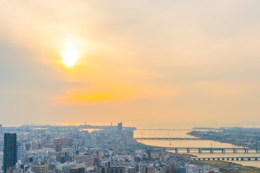 Osaka, Japonya - 30 Kasım 2015: Osaka şehir manzaralı Umeda s