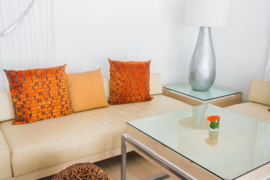 Closeup yastık ile modern mobilya .