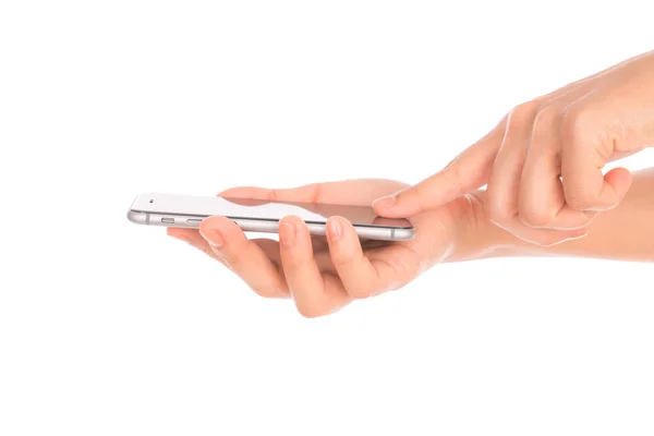 Zakelijke hand met mobiele telefoon . — Stockfoto