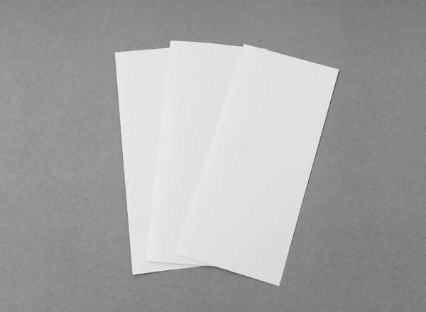 Bifold white template paper on gray  background . — Stock Photo, Image