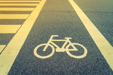 (Filtre uygulanmış görüntü işlenen vintage yolda Bisiklet Lane 