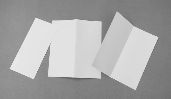 Bifold white template paper on gray  background . — Stock Photo, Image