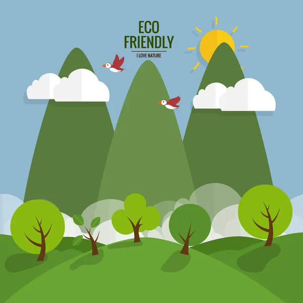 Eco Amiable Concept Écologique Avec Fond Arbre Illustration Vectorielle — Image vectorielle