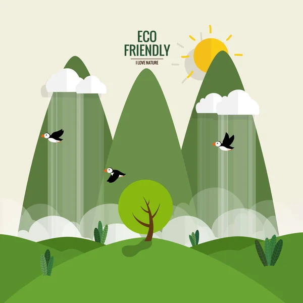 Eco Friendly Ecology Concept Tree Background Vector Illustration — Stock Vector