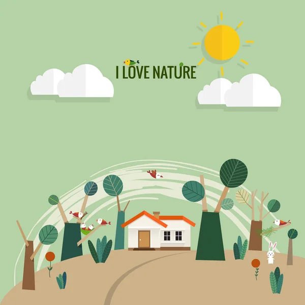 Eco Amigo Concepto Ecología Con Fondo Árbol Ilustración Vectorial — Vector de stock