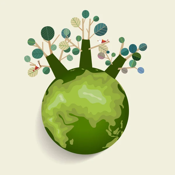 Eco Amigo Concepto Ecología Con Fondo Árbol Ilustración Vectorial — Vector de stock