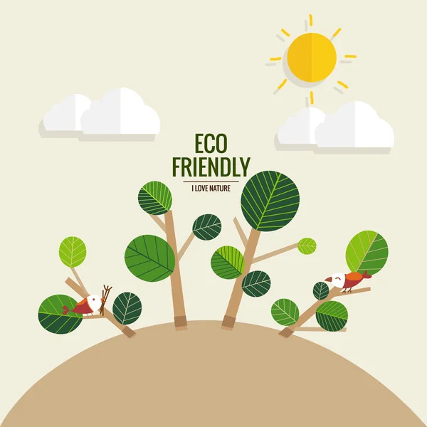 Eco Amigo Concepto Ecología Con Fondo Árbol Ilustración Vectorial — Vector de stock