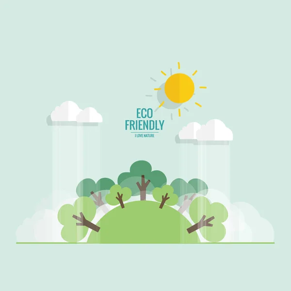 Eco Vrienden Zijn Ecologisch Concept Met Boomachtergrond Vectorillustratie — Stockvector