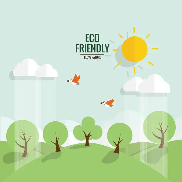 Eco Vrienden Zijn Ecologisch Concept Met Boomachtergrond Vectorillustratie — Stockvector