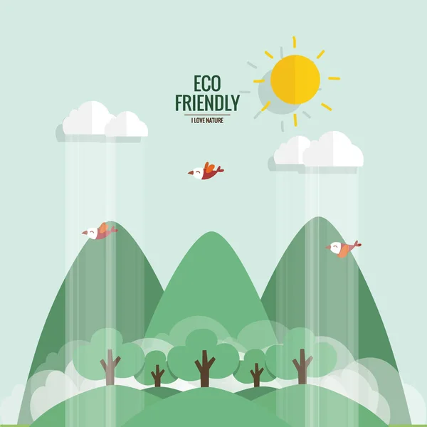 Eco Amigo Concepto Ecología Con Fondo Árbol Ilustración Vectorial — Vector de stock