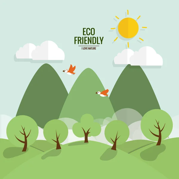 Eco Vrienden Zijn Ecologisch Concept Met Boomachtergrond Vectorillustratie — Stockvector