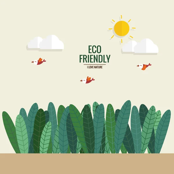 Eco Vrienden Zijn Ecologisch Concept Met Boomachtergrond Vectorillustratie — Stockvector