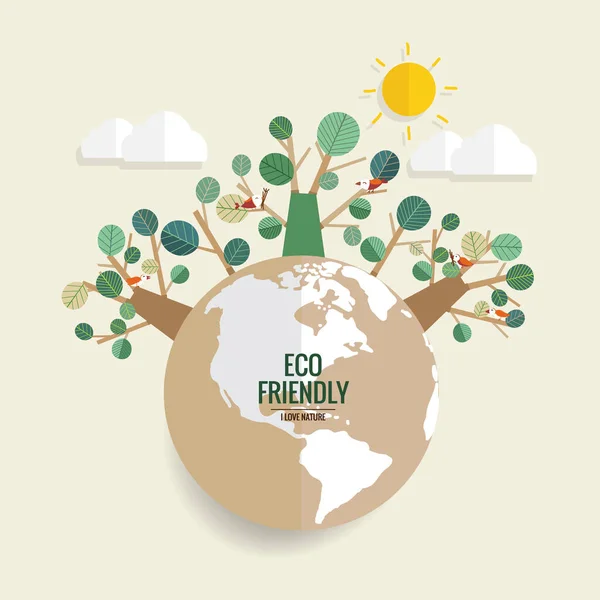 Eco Friendly Концепция Экологии Green Eco Earth Trees Векторная Иллюстрация — стоковый вектор