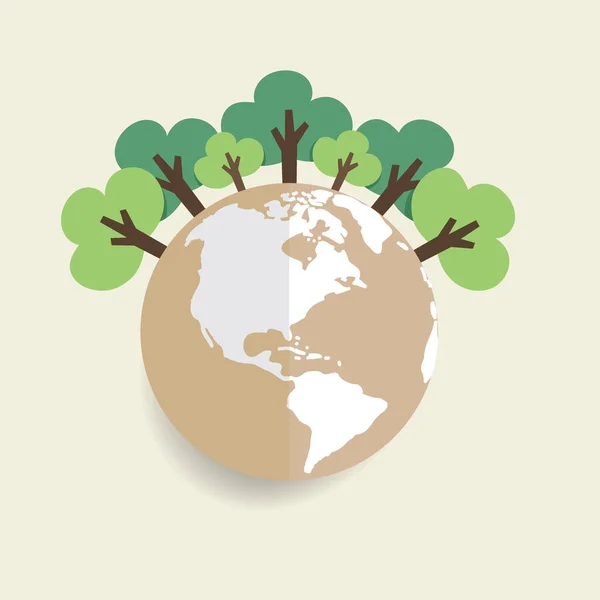 Eco Friendly Ecology Concept Green Eco Earth Trees Vector Illustration — Stock Vector