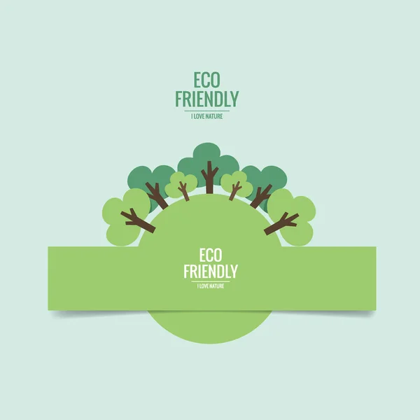 Banner Naturaleza Verde Eco Tierra Con Árboles Ilustración Vectorial — Vector de stock