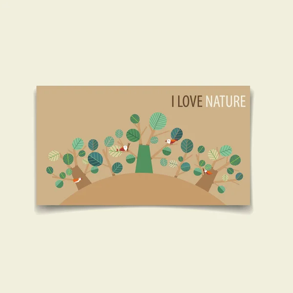 Natuur Spandoek Groene Eco Aarde Met Bomen Vectorillustratie — Stockvector