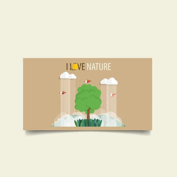 Bannière Nature Green Eco Terre Avec Arbres Illustration Vectorielle — Image vectorielle