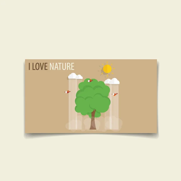 大自然的旗帜 绿树成荫的生态地球 矢量图解 — 图库矢量图片