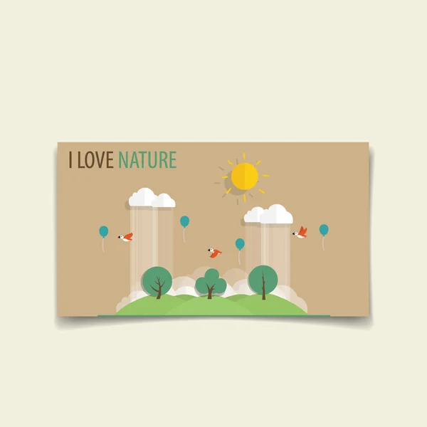 Natuur Spandoek Groene Eco Aarde Met Bomen Vectorillustratie — Stockvector