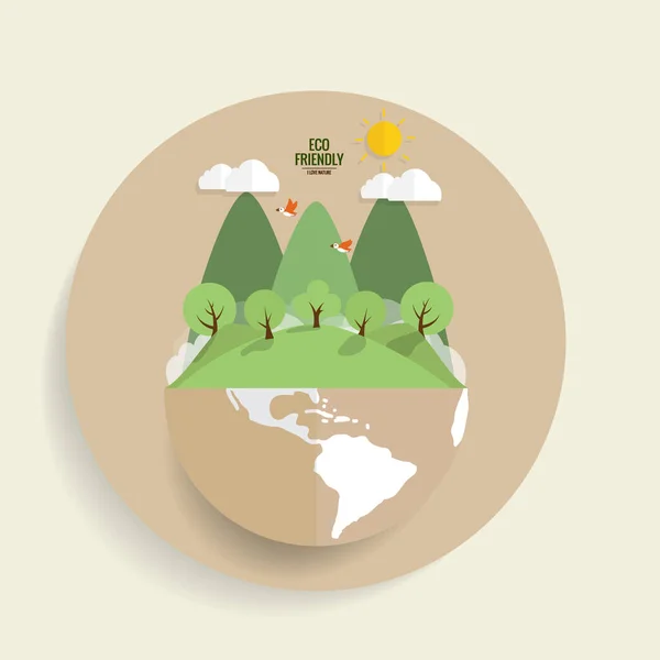 Naturbanderoll Grön Eco Earth Med Träd Vektor Illustration — Stock vektor
