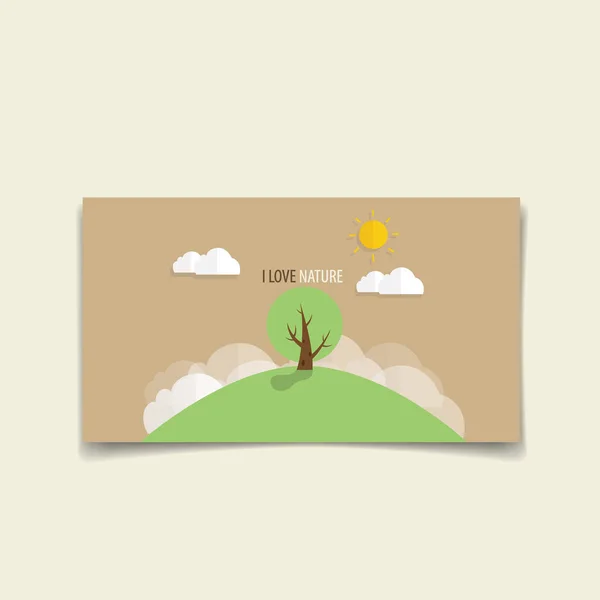 Natuur Spandoek Groene Eco Aarde Met Bomen Vectorillustratie — Stockvector